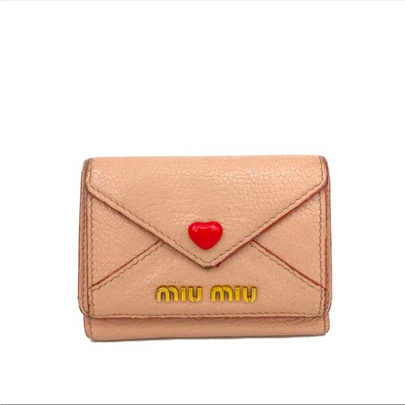 Miu Miu Handbags - Authentic MIU MIU Logo Madras Leather Trifold Wallet